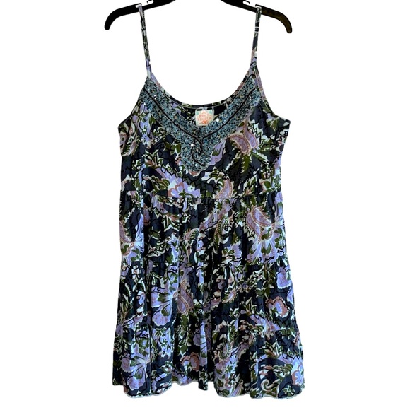 Free People FP Beautiful beaded jersey spaghetti strap babydoll dress - Picture 1 of 3